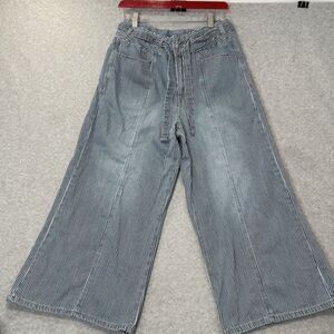 Kensie Jeans High Rise Wide Leg Womens 8 Blue The Kaya engineer striped Pants